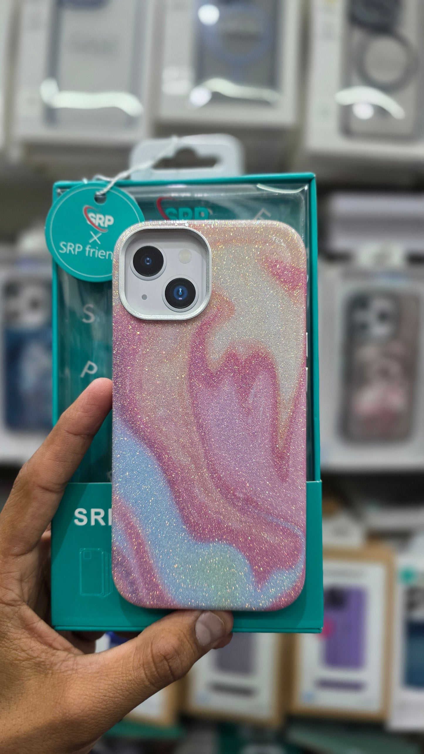 SRP Glittery Pastel Swirl Case WIth MagSafe - iPhone 15 Plus Back Cover