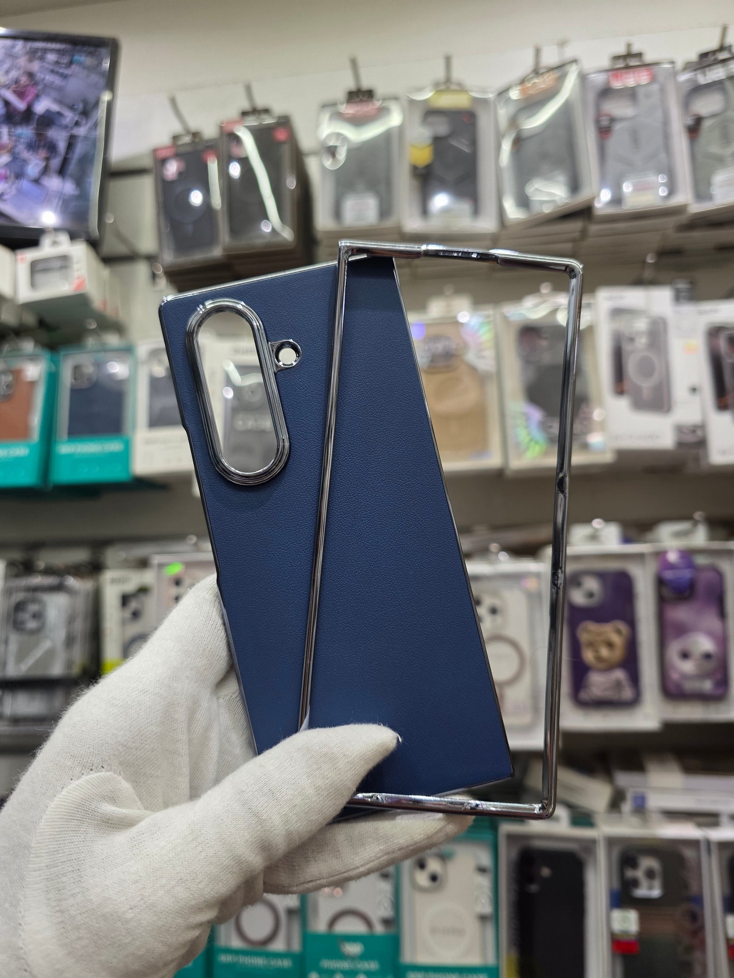 DFANS Pu Leather Chrome Plated Samsung Z Fold 7 Cover