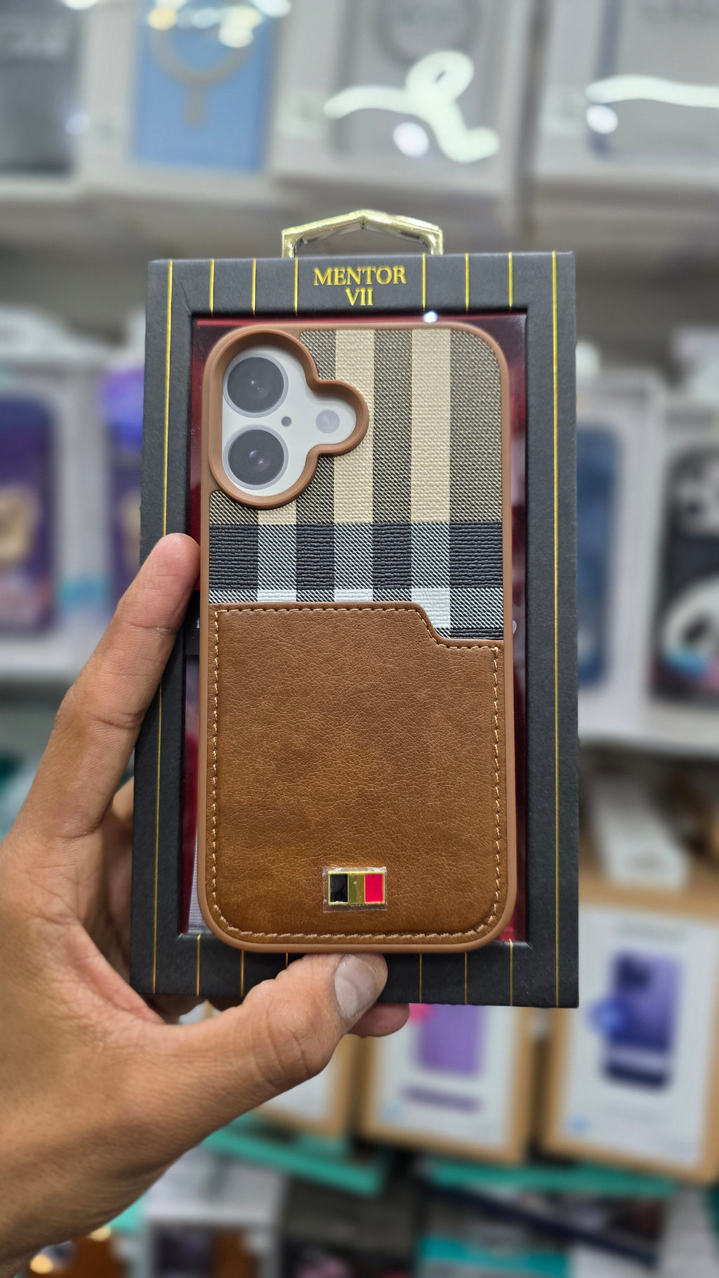 Mentor VII Premium Leather Wallet iPhone 16 Back Cover