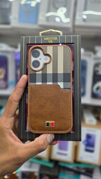 Mentor VII Premium Leather Wallet iPhone 16 Back Cover