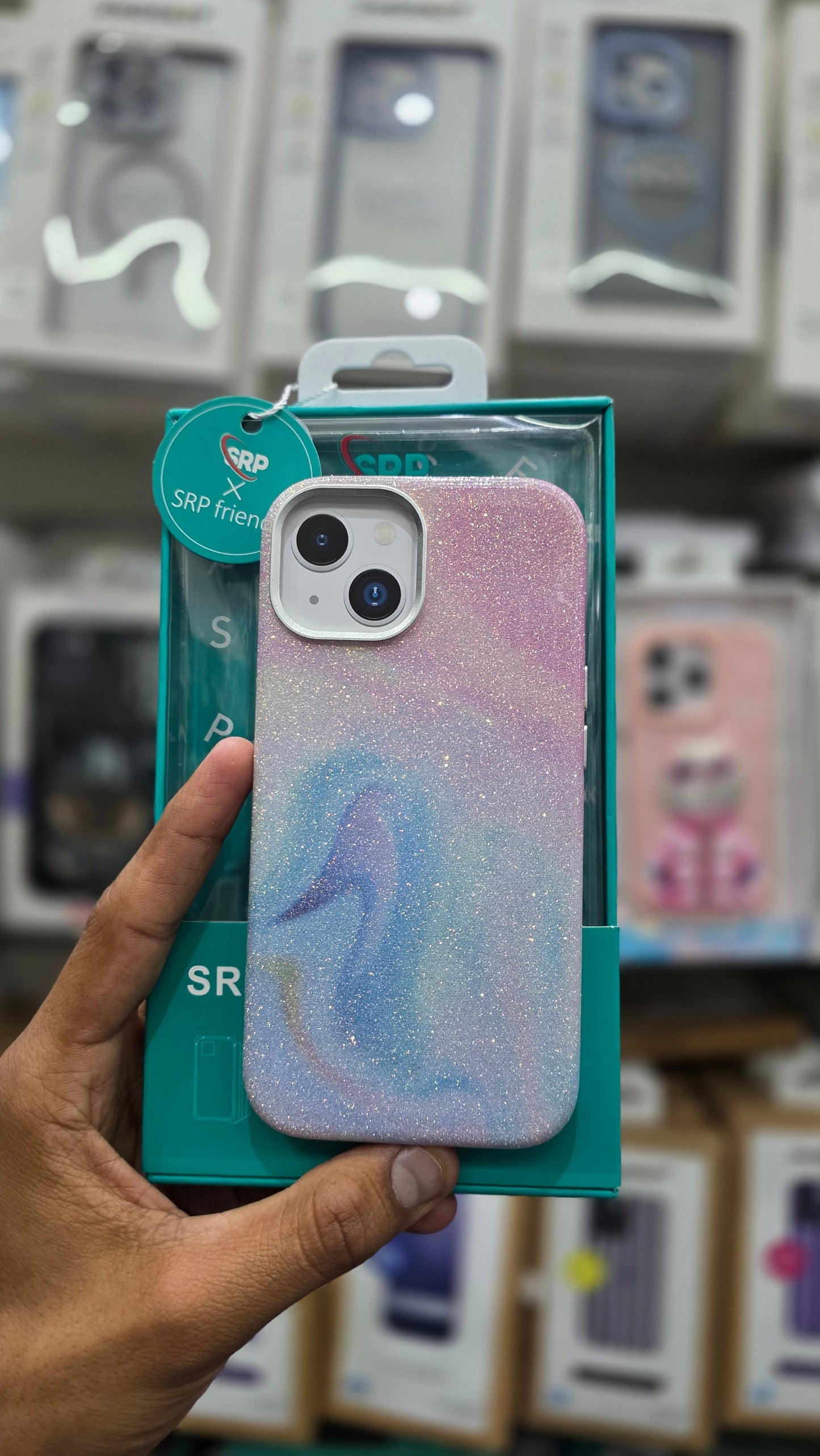 SRP Glittery Pastel Swirl Case WIth MagSafe - iPhone 15 Plus Back Cover