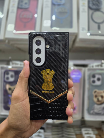 Satyamev Jayte Leather Gold  Case - Samsung Z Fold 7