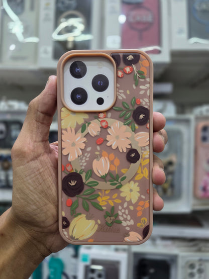 Kutis Floral Printed Shockproof MagSafe Case - iPhone 16 Pro Max Back Cover