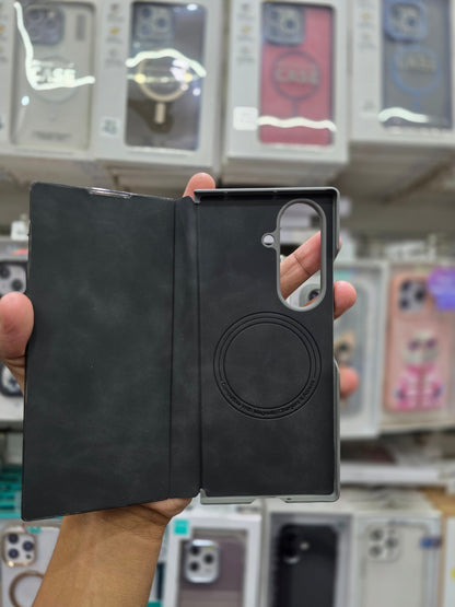 Wlons Leather Magnetic Ring Stand Flip Cover - Samsung Galaxy Z Fold 7