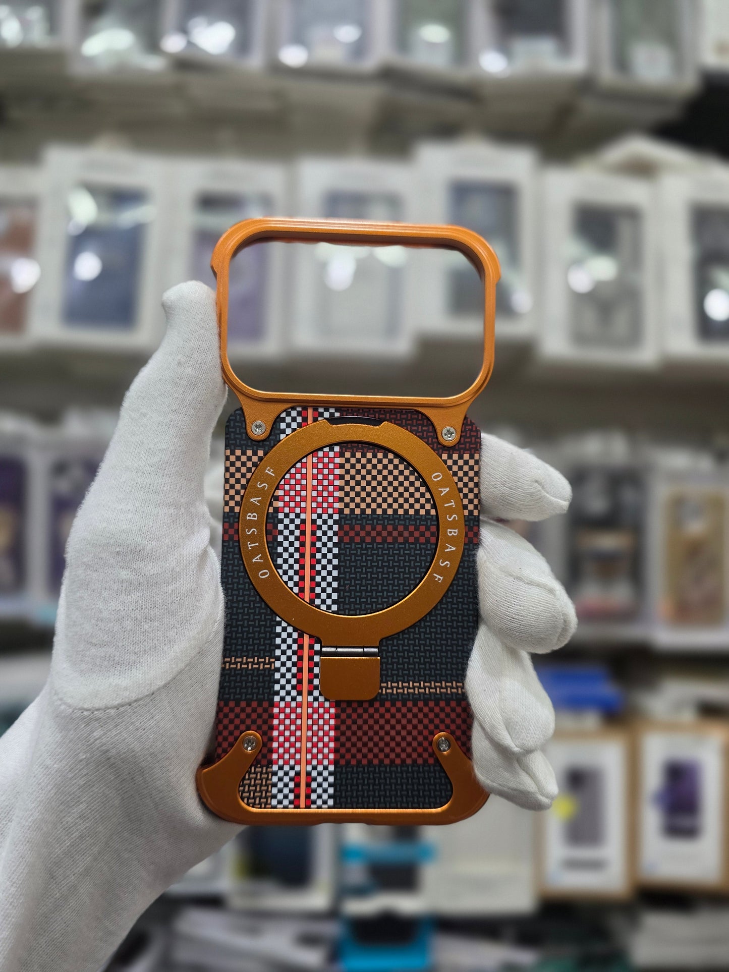 Carbon Fiber Metal Magnetic Case With Ring Stand - iPhone 17 Pro