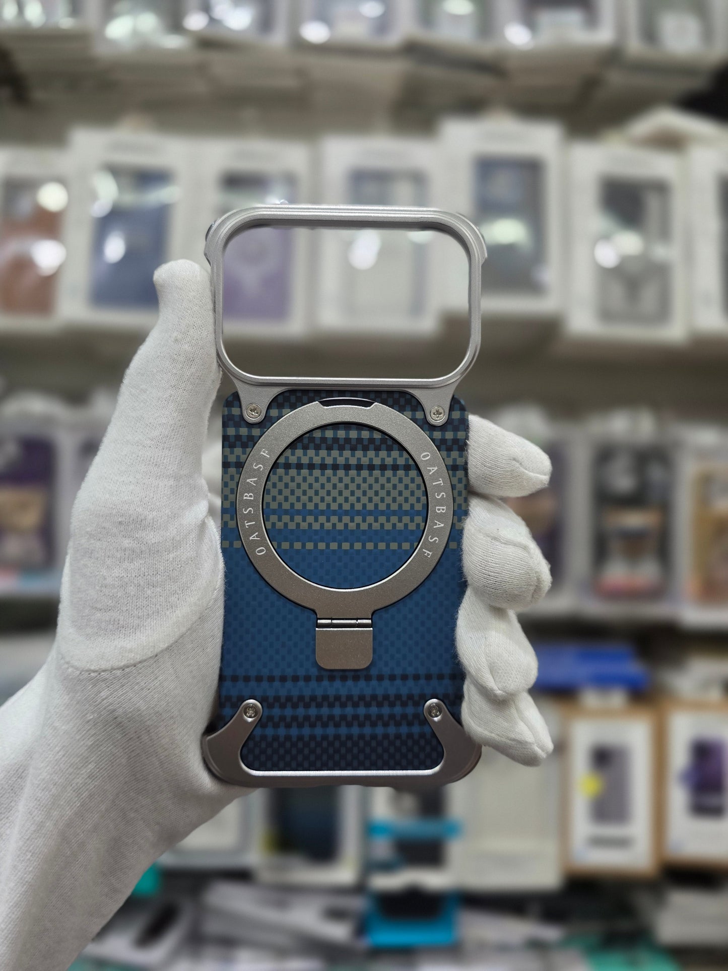 Carbon Fiber Metal Magnetic Case With Ring Stand - iPhone 17 Pro