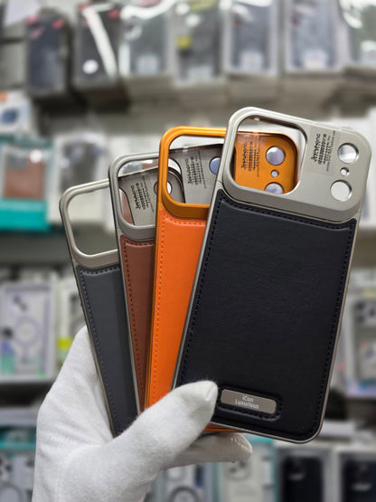 Icon Luxurious Metal Magsafe Leather Perfume Case - iPhone 17 Pro