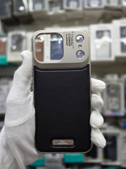 Icon Luxurious Metal Magsafe Leather Perfume Case - iPhone 17 Pro Max