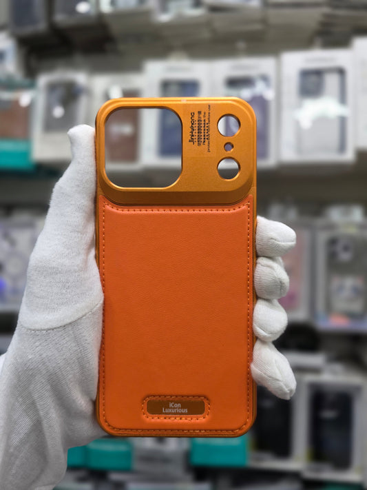 Icon Luxurious Metal Magsafe Leather Perfume Case - iPhone 17 Pro Max