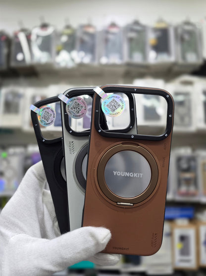 YOUNGKIT Matte Leather Case With Magnetic Stand - iPhone 17 Pro Max