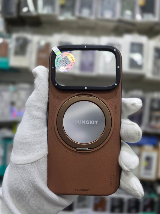 YOUNGKIT Matte Leather Case With Magnetic Stand - iPhone 17 Pro Max