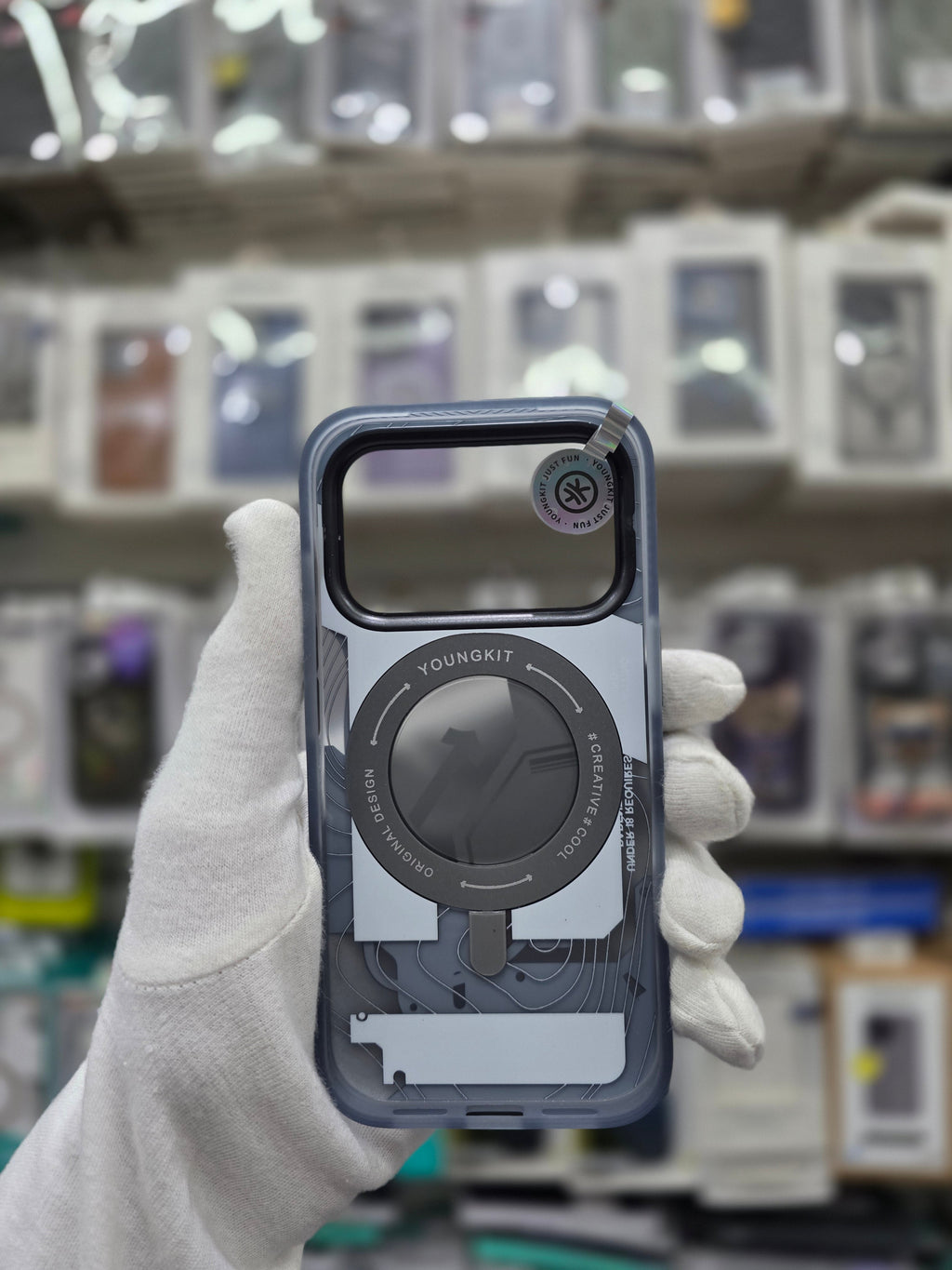 YOUNGKIT Cyberpunk Series With Magsafe & Rotating Stand - iPhone 17 Pro Max Back Cover