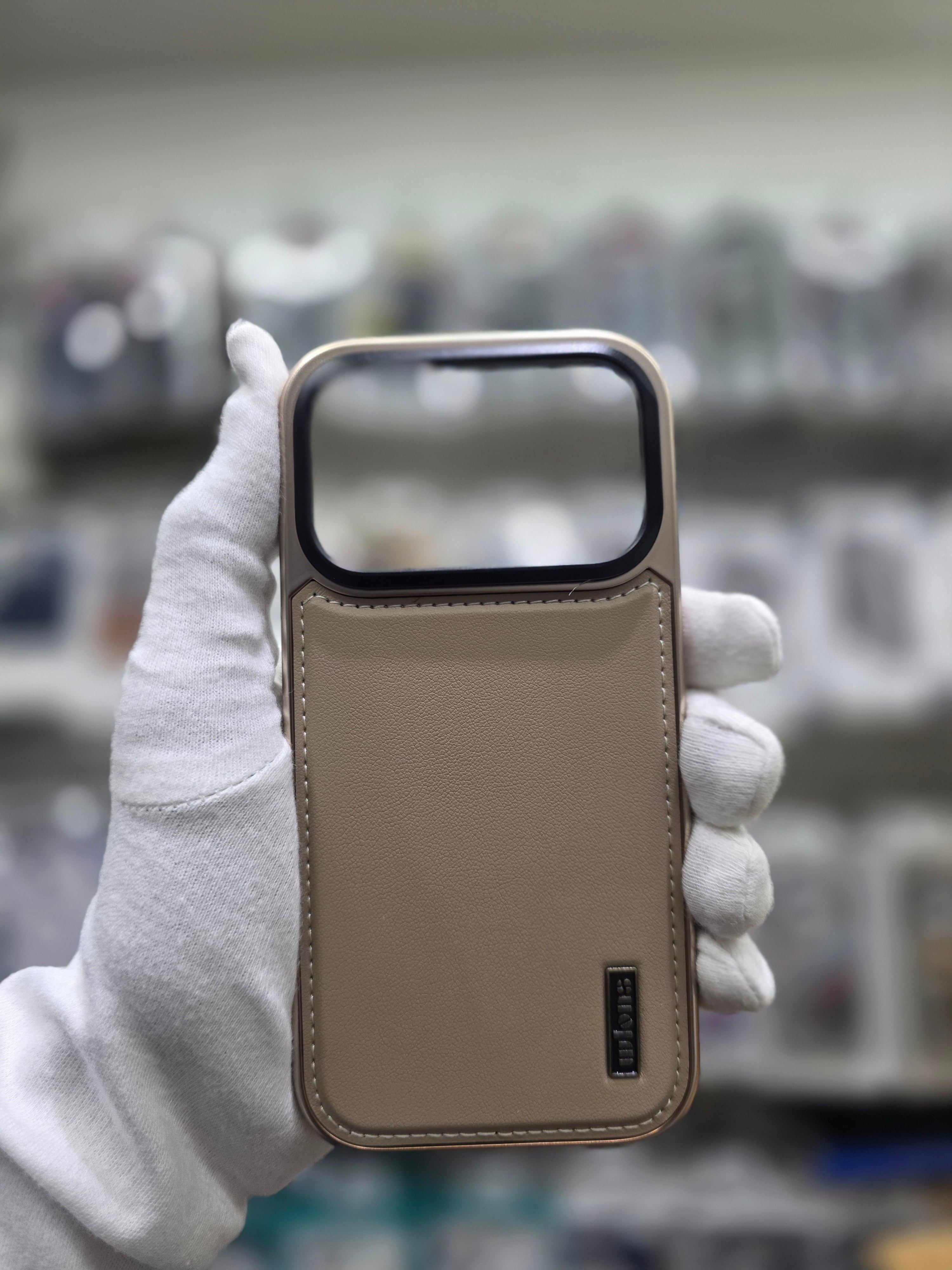 Wlons Classic Leather Magsafe With Bracket & AI Sensor - iPhone 17 Pro Max Back Cover