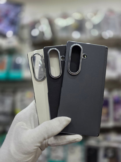 DFANS Pu Leather Chrome Plated Hinge Protection Samsung Z Fold 7 Case