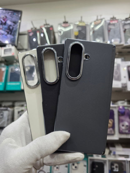 DFANS Pu Leather Chrome Plated Hinge Protection Samsung Z Fold 7 Case