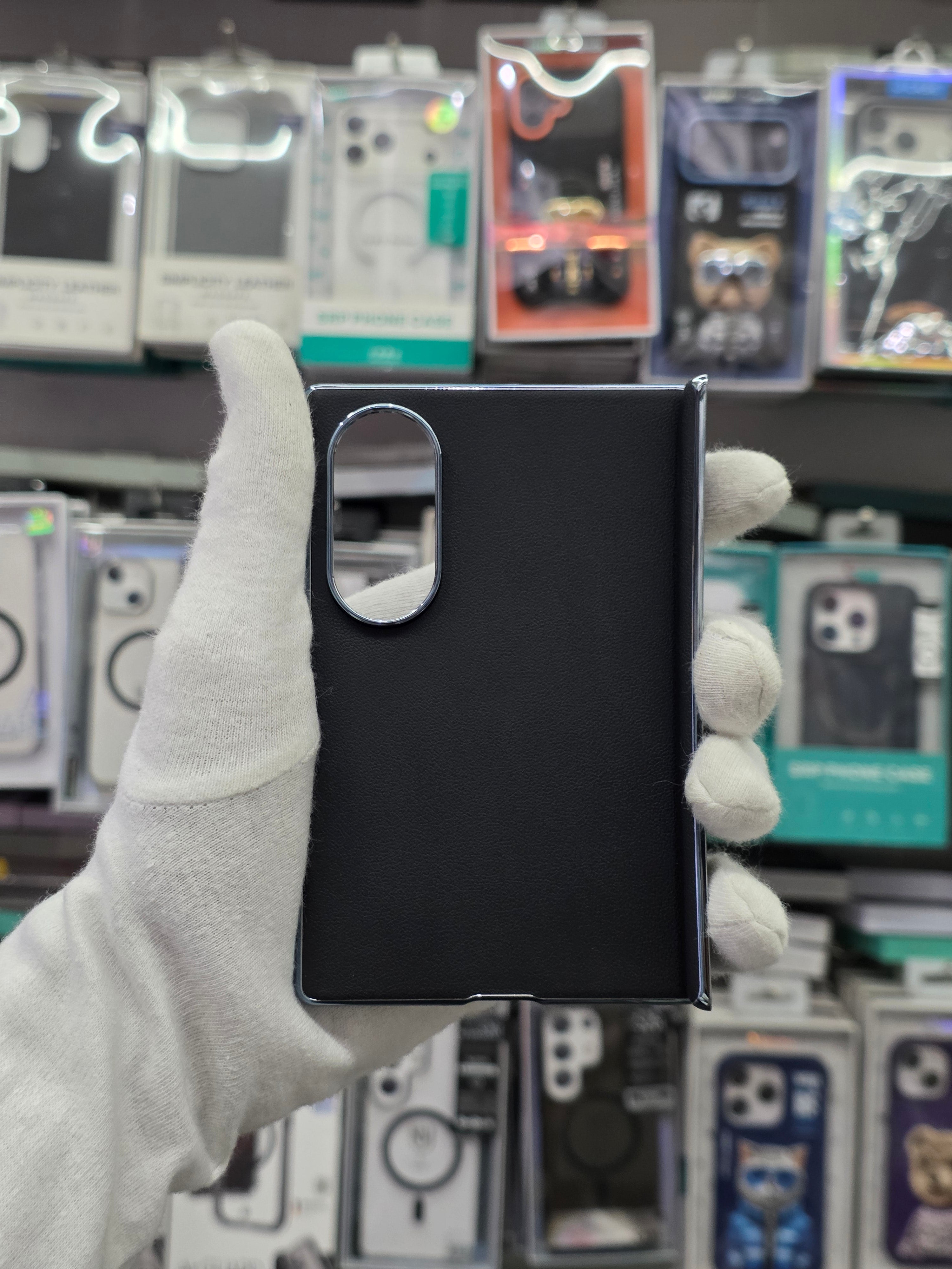 DFANS Pu Leather Chrome Plated Hinge Protection Samsung Z Fold 8 Case