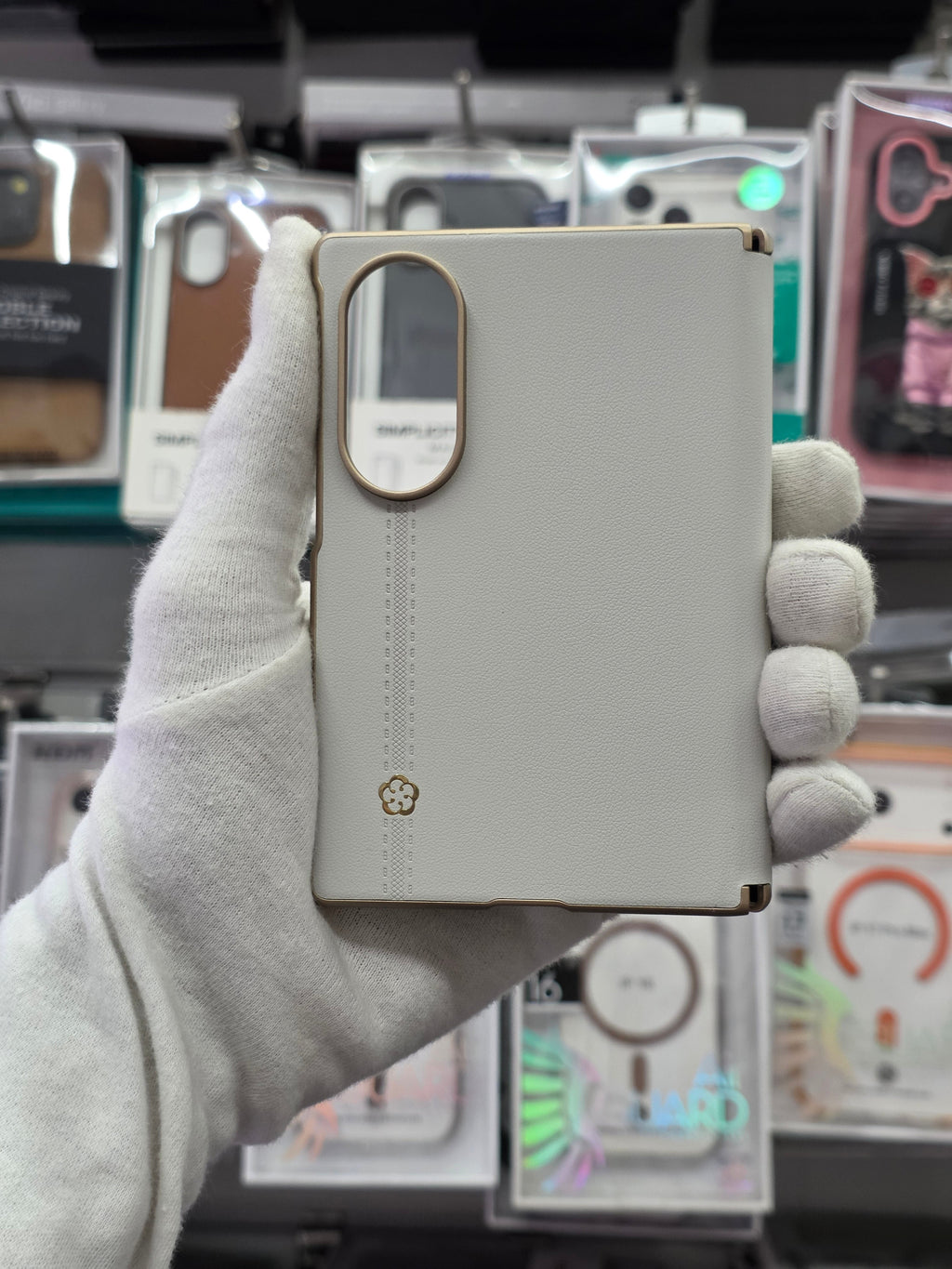 DFANS Pu Leather Chrome Plated Hinge Protection Samsung Z Fold 8 Case
