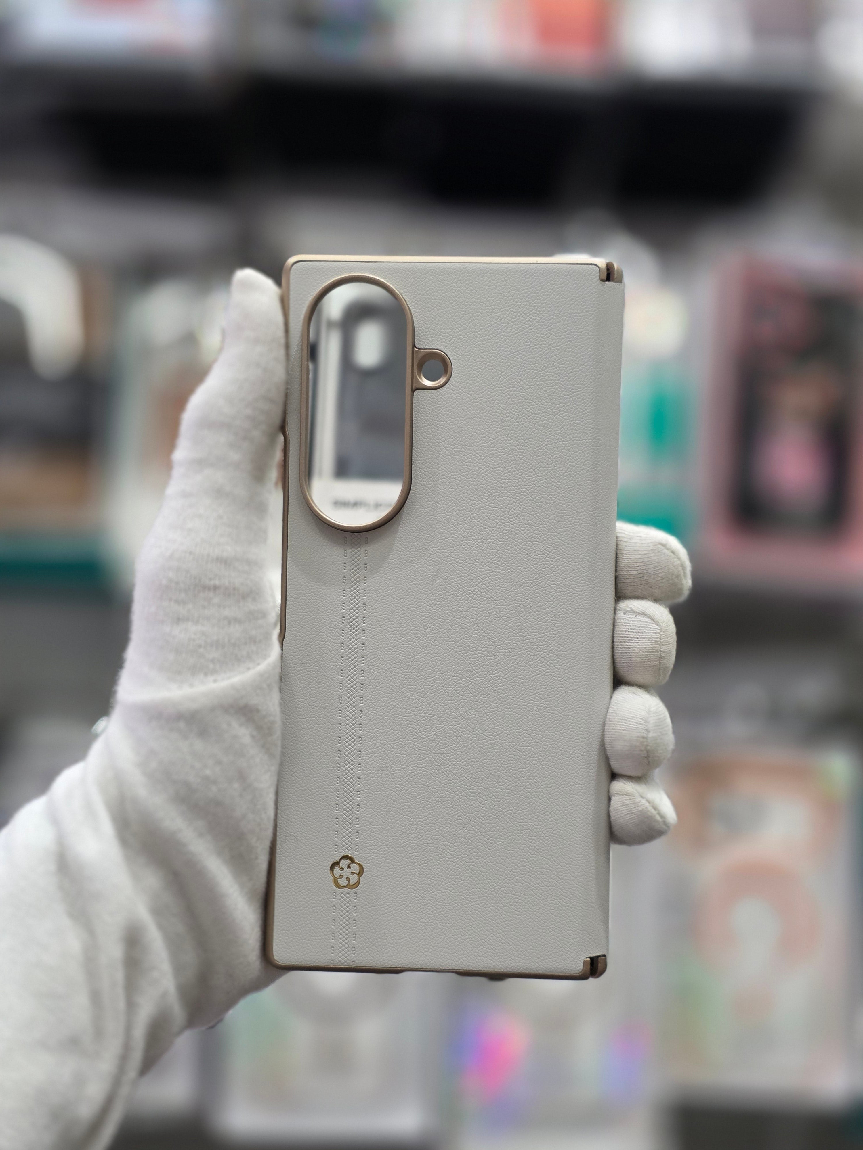 DFANS Pu Leather Chrome Plated Hinge Protection Samsung Z Fold 8 Ultra Case