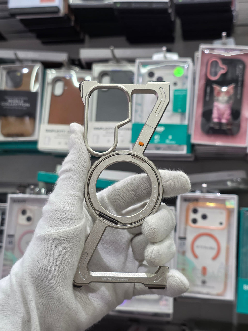 Sleek Z-Shaped Metal Samsung Fold 8 Ultra Cover with 360° Rotating Ring Stand