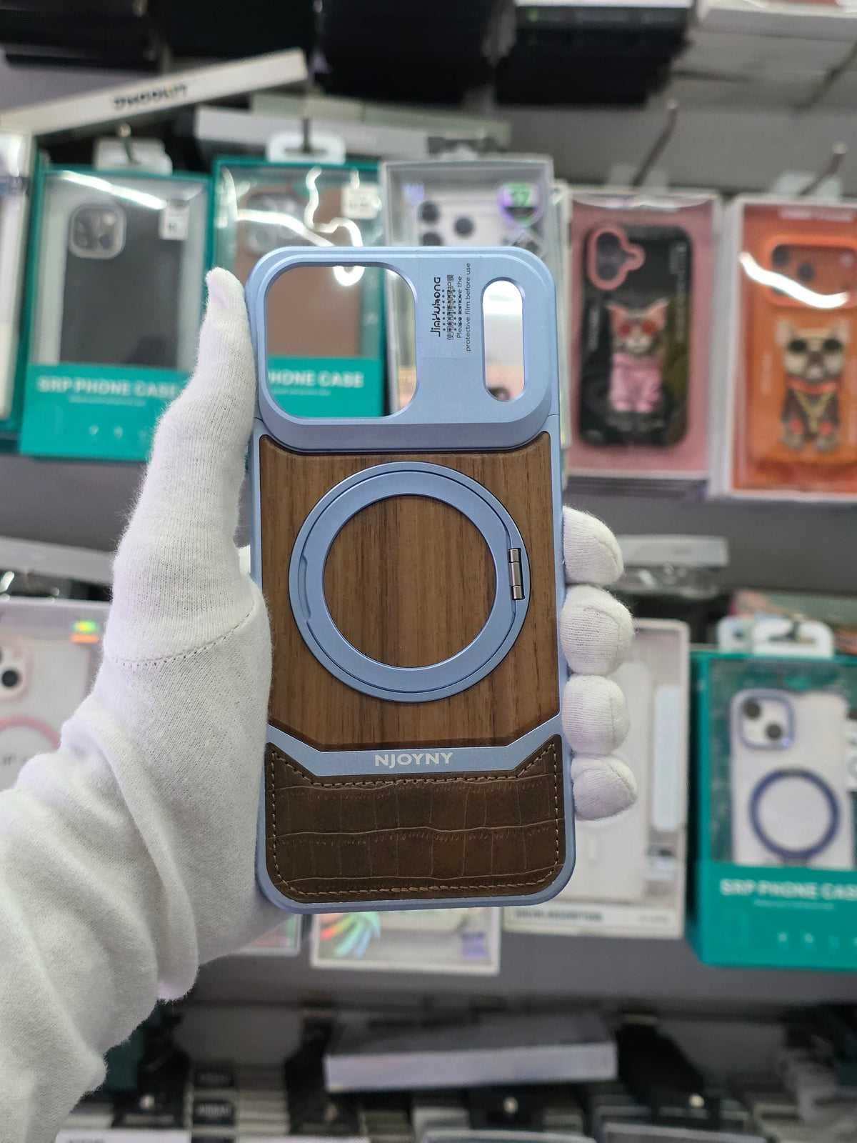 NY Perfume Wooden Metal 360 Stand Case With Magsfe - iPhone 18 Pro Max Back Cover