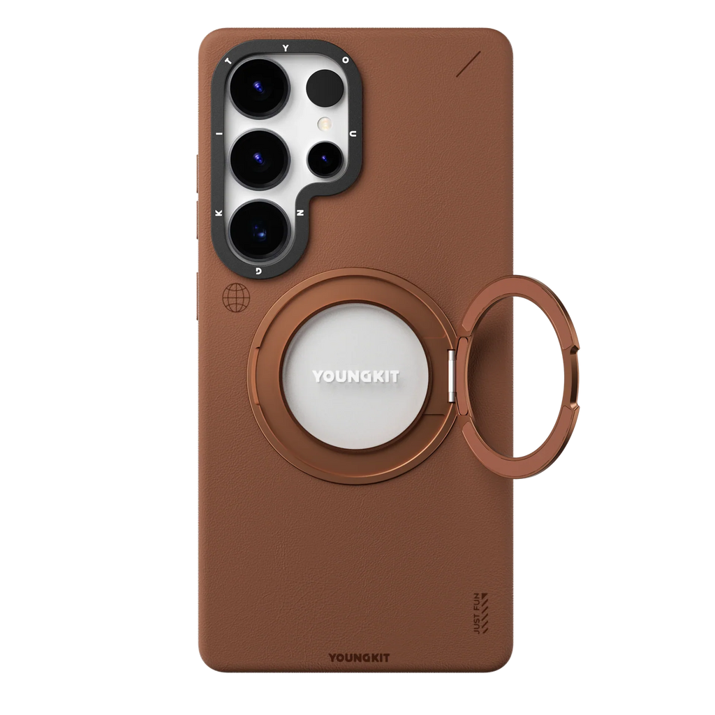 YOUNGKIT Matte Leather Case With Magnetic Stand - Samsung S25 Ultra