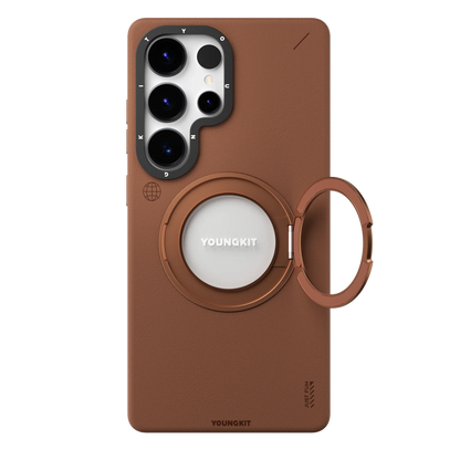 YOUNGKIT Matte Leather Case With Magnetic Stand - Samsung S25 Ultra