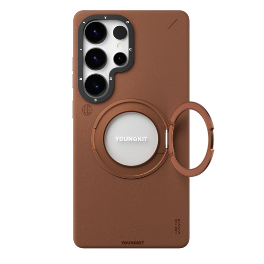 YOUNGKIT Matte Leather Case With Magnetic Stand - Samsung S25 Ultra