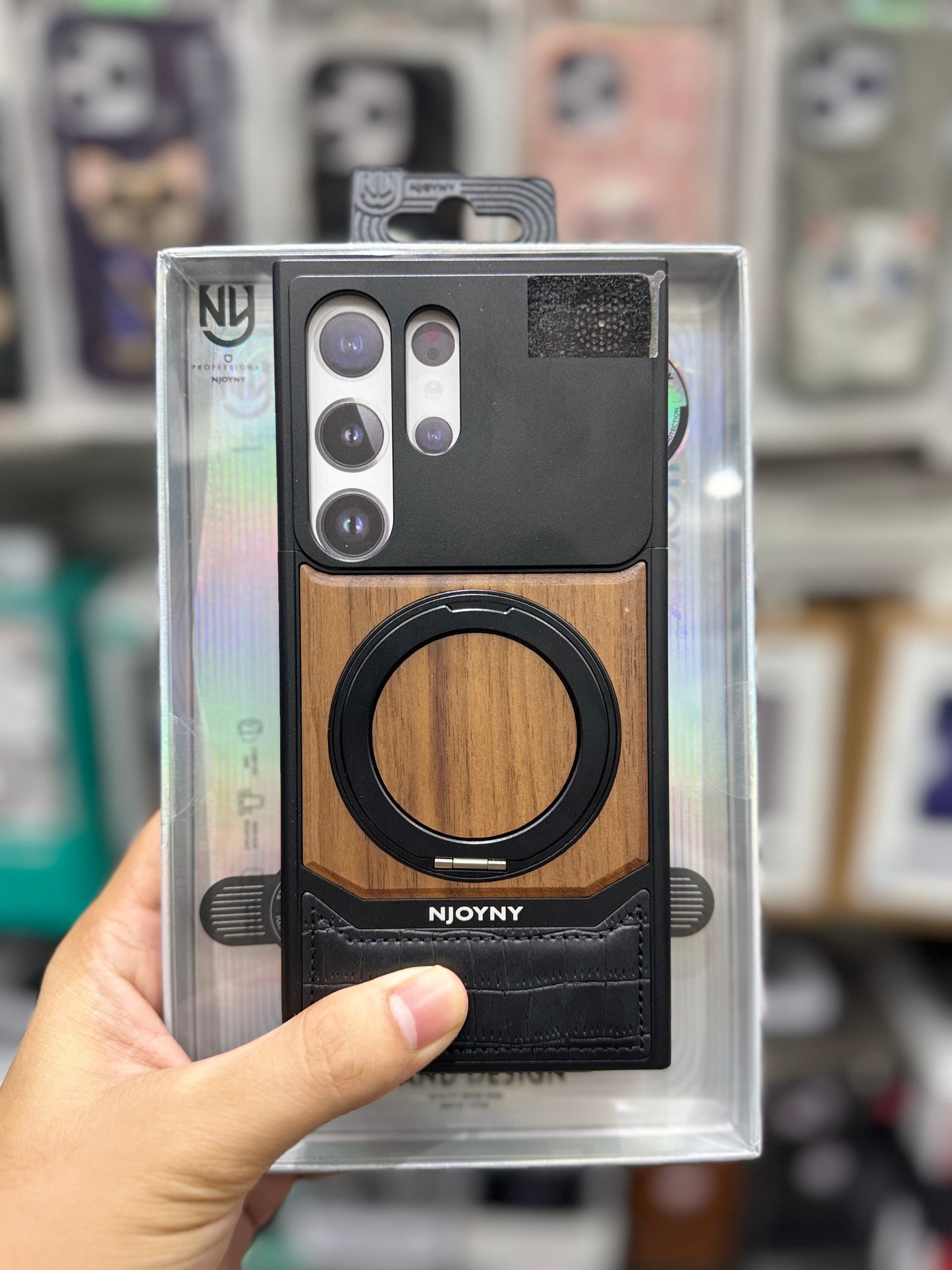 NY Perfume Wooden Metal 360 Stand Case With Magsfe - Samsung S25 Ultra