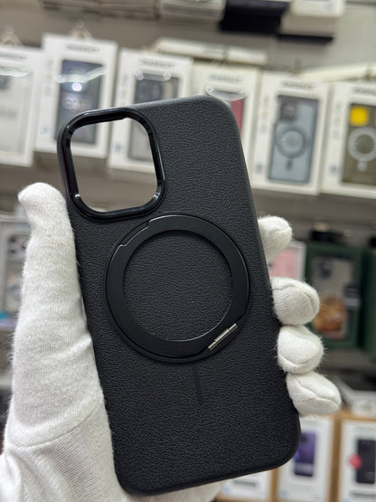 Premium Pu Leather MagSafe Case with 360° Ring Holder - iPhone 17