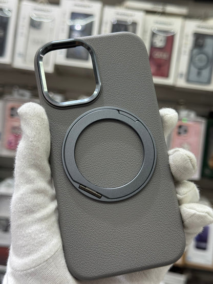 Premium Pu Leather MagSafe Case with 360° Ring Holder - iPhone 17