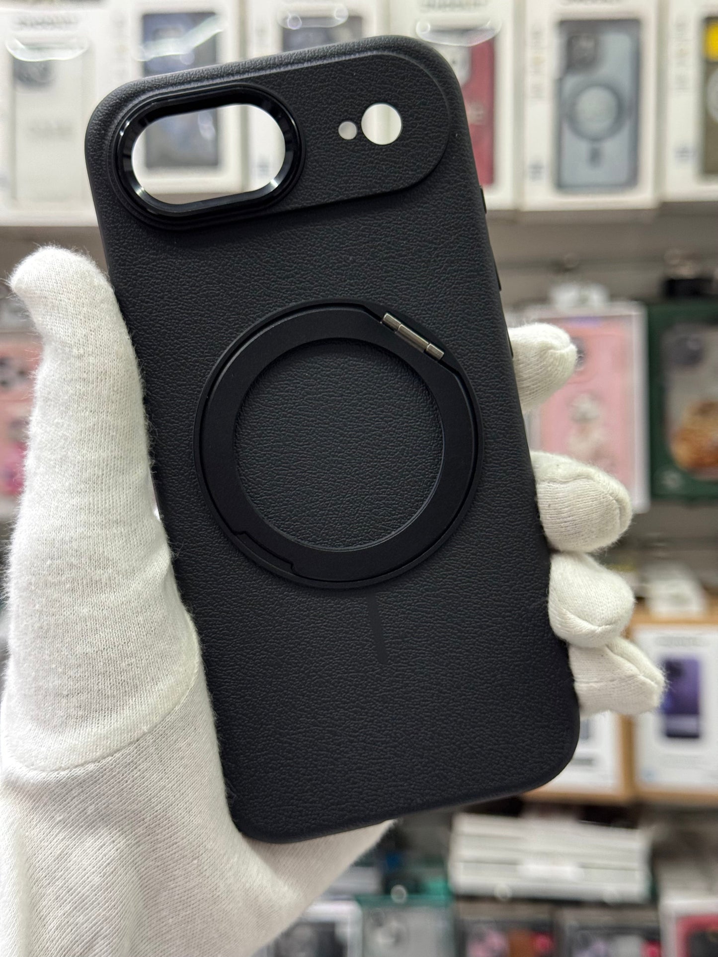 Premium Pu Leather MagSafe Case with 360° Ring Holder - iPhone 17 Air