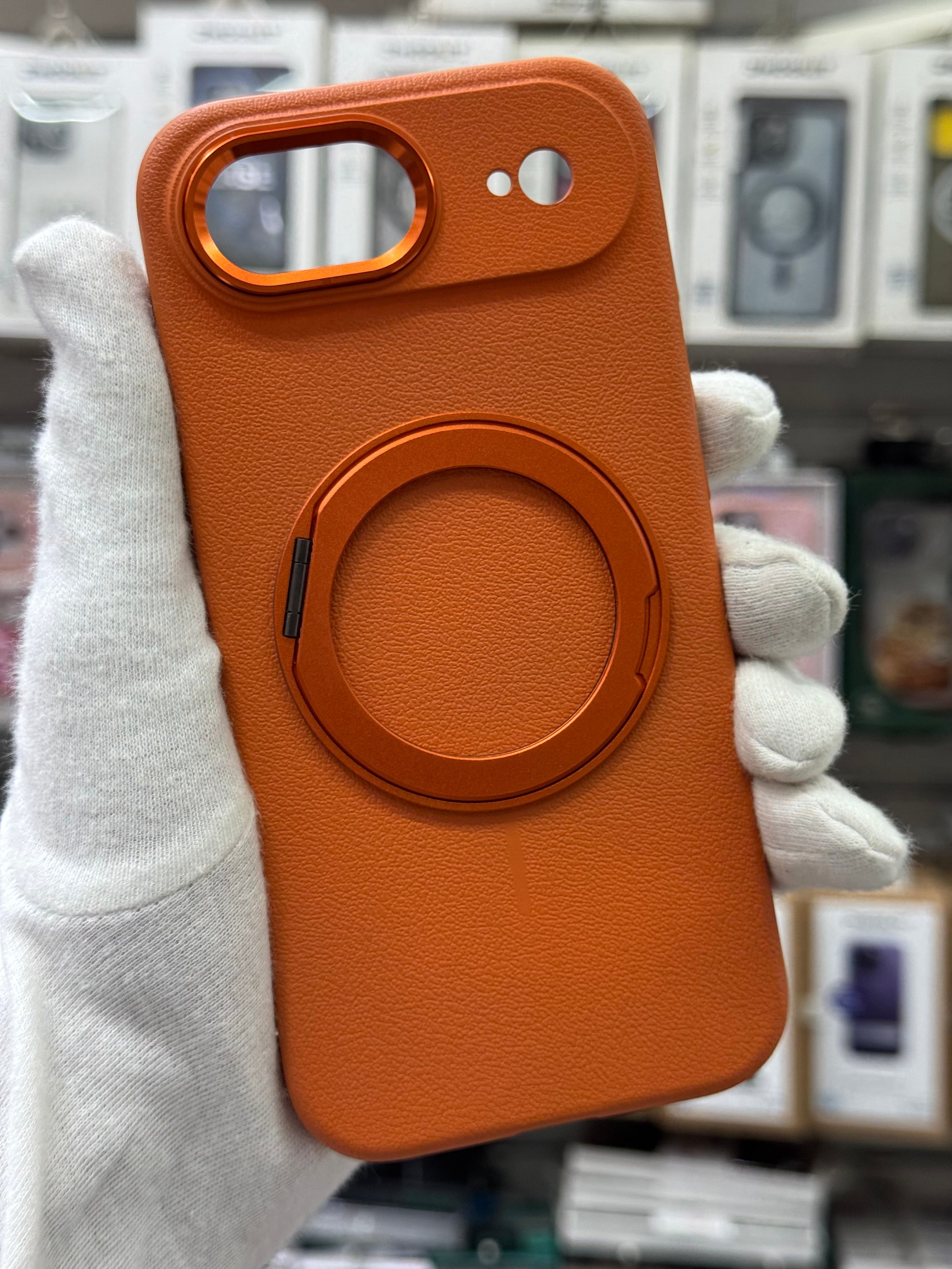 Premium Pu Leather MagSafe Case with 360° Ring Holder - iPhone 17 Air Back Cover