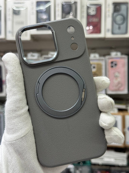 Premium Pu Leather MagSafe Case with 360° Ring Holder - iPhone 17 Pro Max