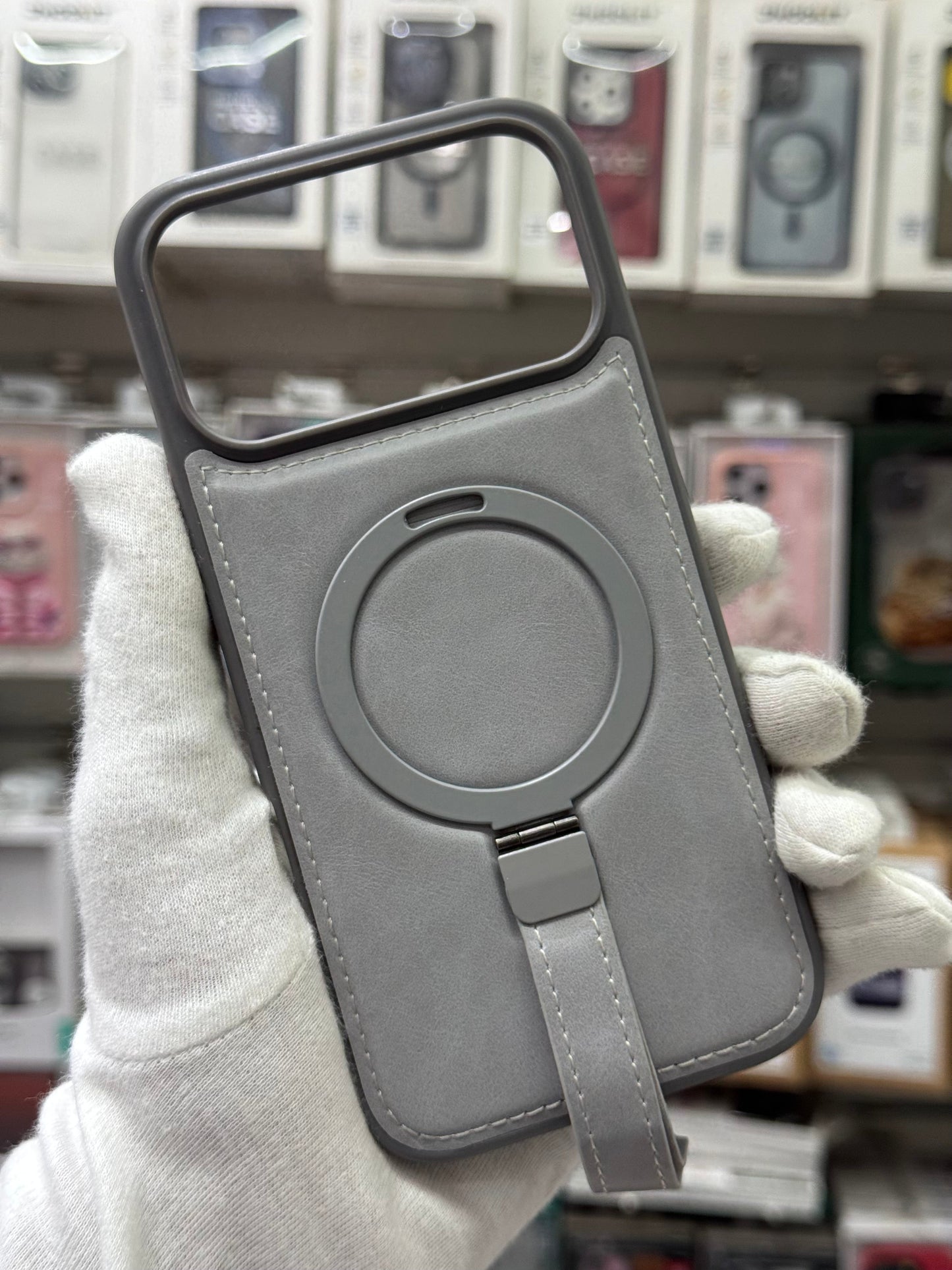 J-Case Premium PU Leather MagSafe Cover with Kickstand & Strap - iPhone 17 Pro Back Cover
