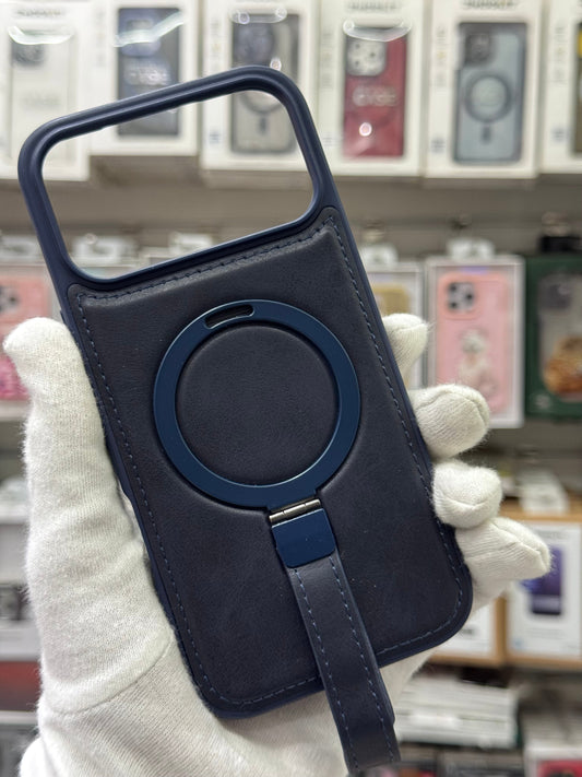 J-Case Premium PU Leather MagSafe Cover with Kickstand & Strap - iPhone 17 Pro Back Cover