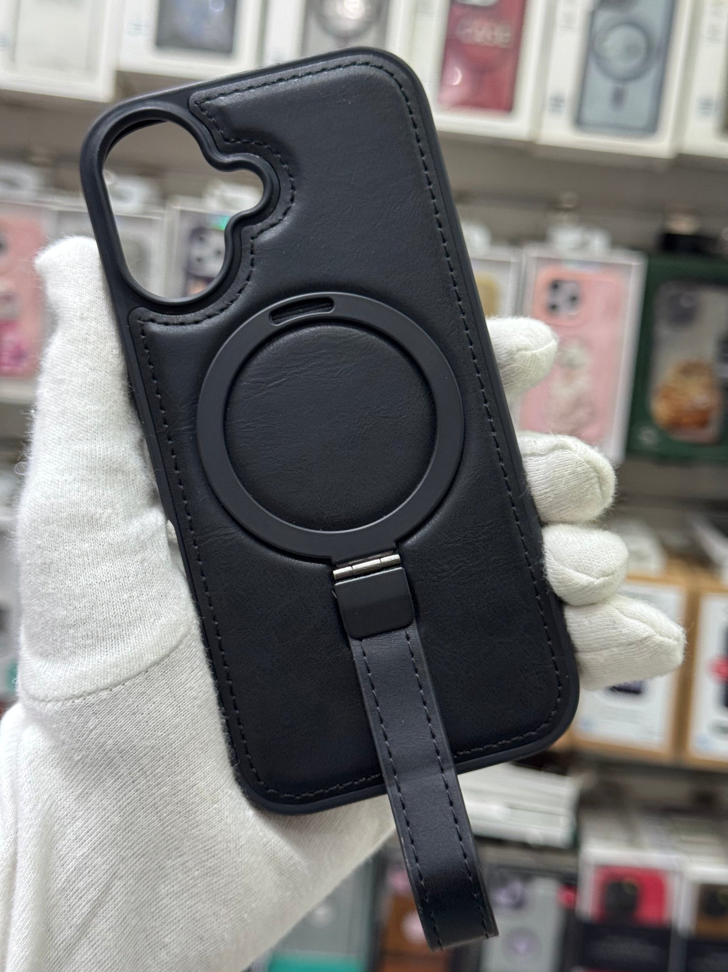 J-Case Premium PU Leather MagSafe Cover with Kickstand & Strap - iPhone 17