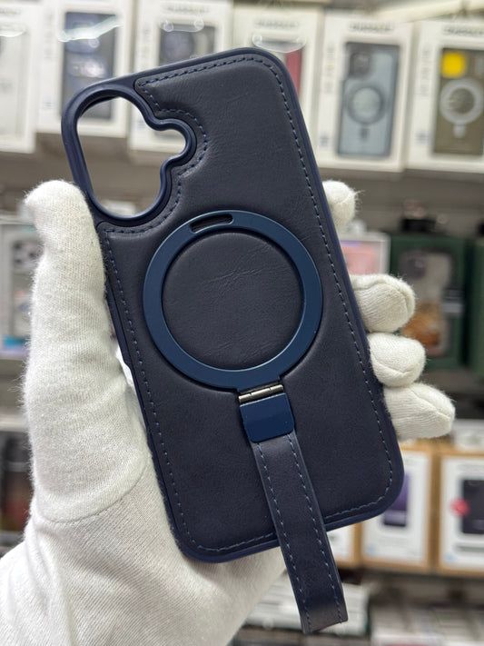 J-Case Premium PU Leather MagSafe Cover with Kickstand & Strap - iPhone 17 Back Cover