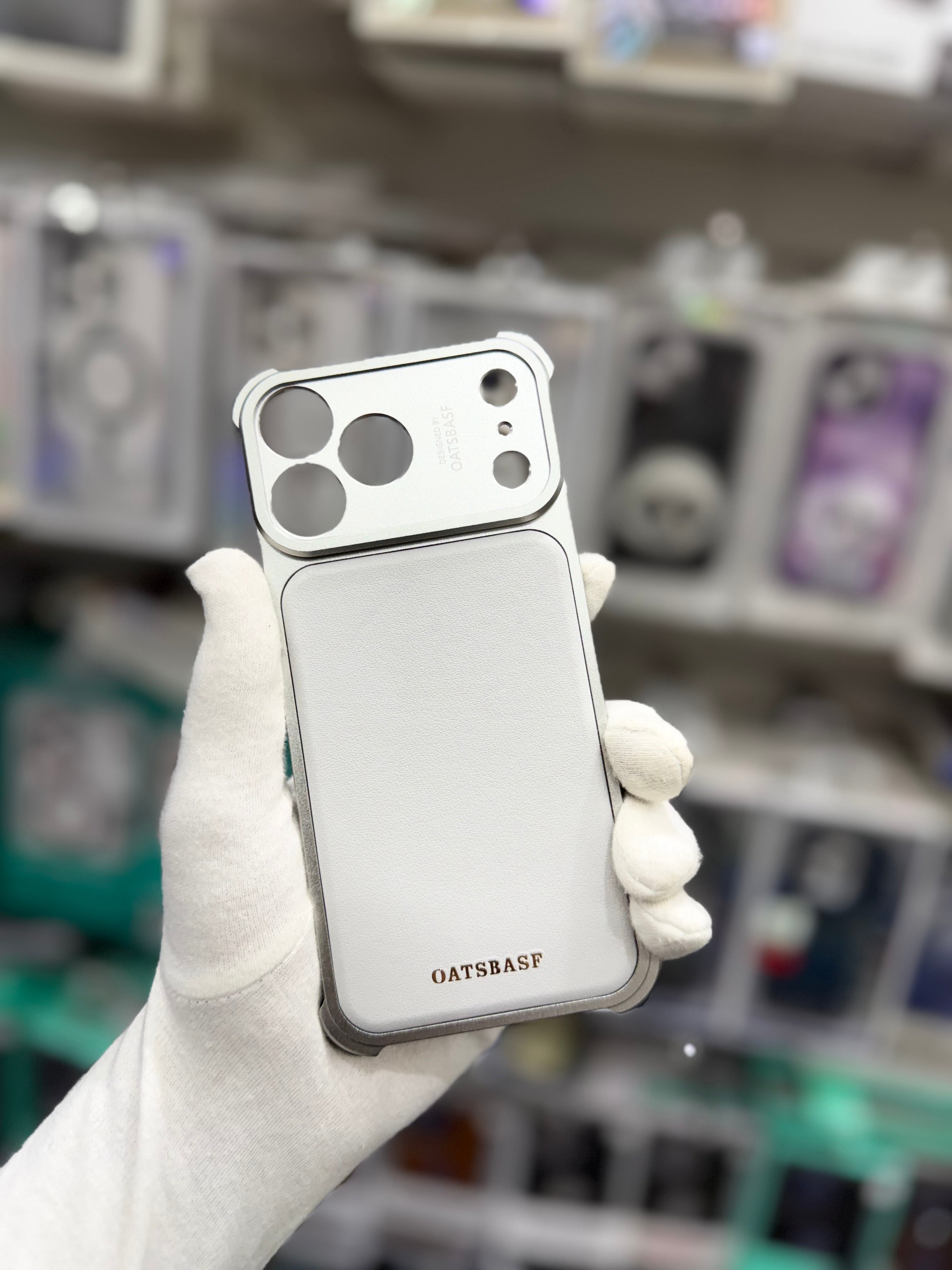 Metal Leather Shockproof Bumper Frame With Magsafe - iPhone 17 Pro Max Back Cover