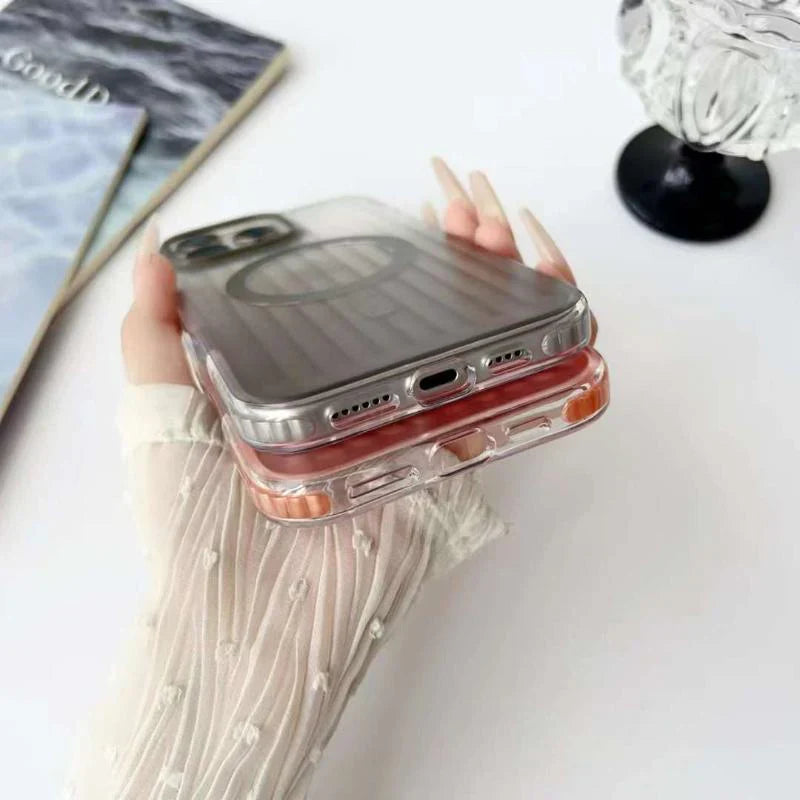 SRP Stripe Texture Hard PC Clear Magsafe Case - iPhone 16 Pro Back Cover