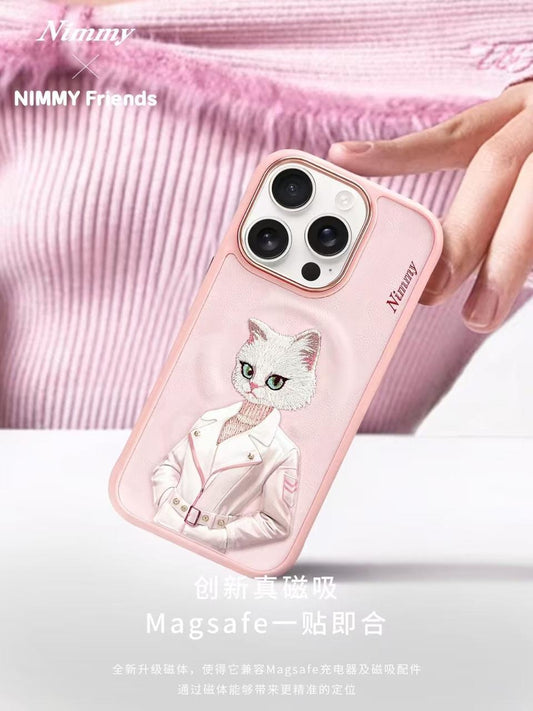 Nimmy Magnetic White Cat For iPhone 15 Pro Max Back Cover