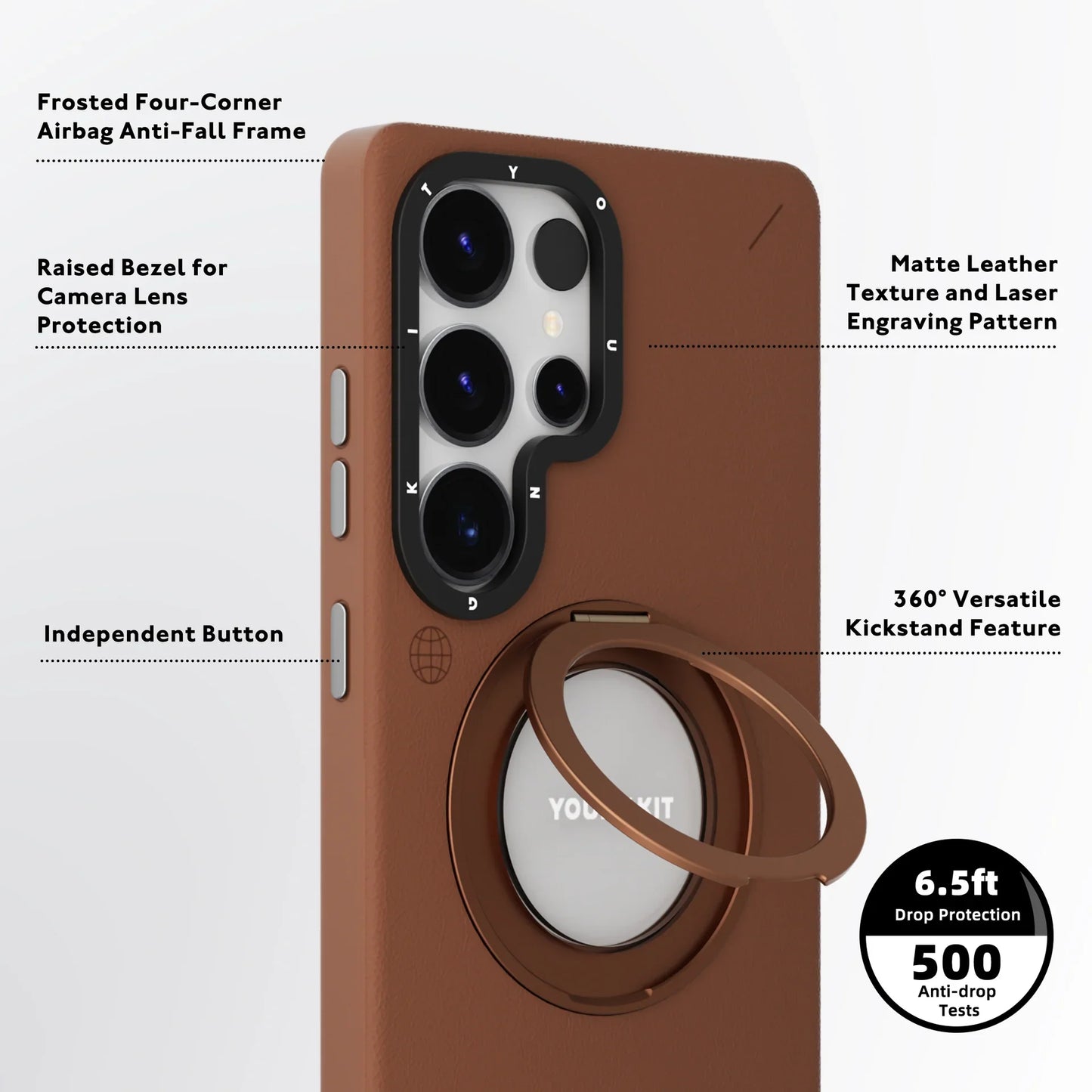 YOUNGKIT Matte Leather Case With Magnetic Stand - Samsung S25 Ultra
