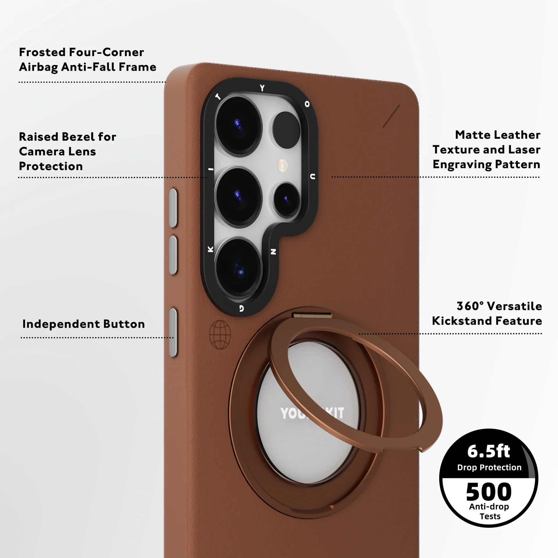 YOUNGKIT Matte Leather Case With Magnetic Stand - Samsung S25 Ultra