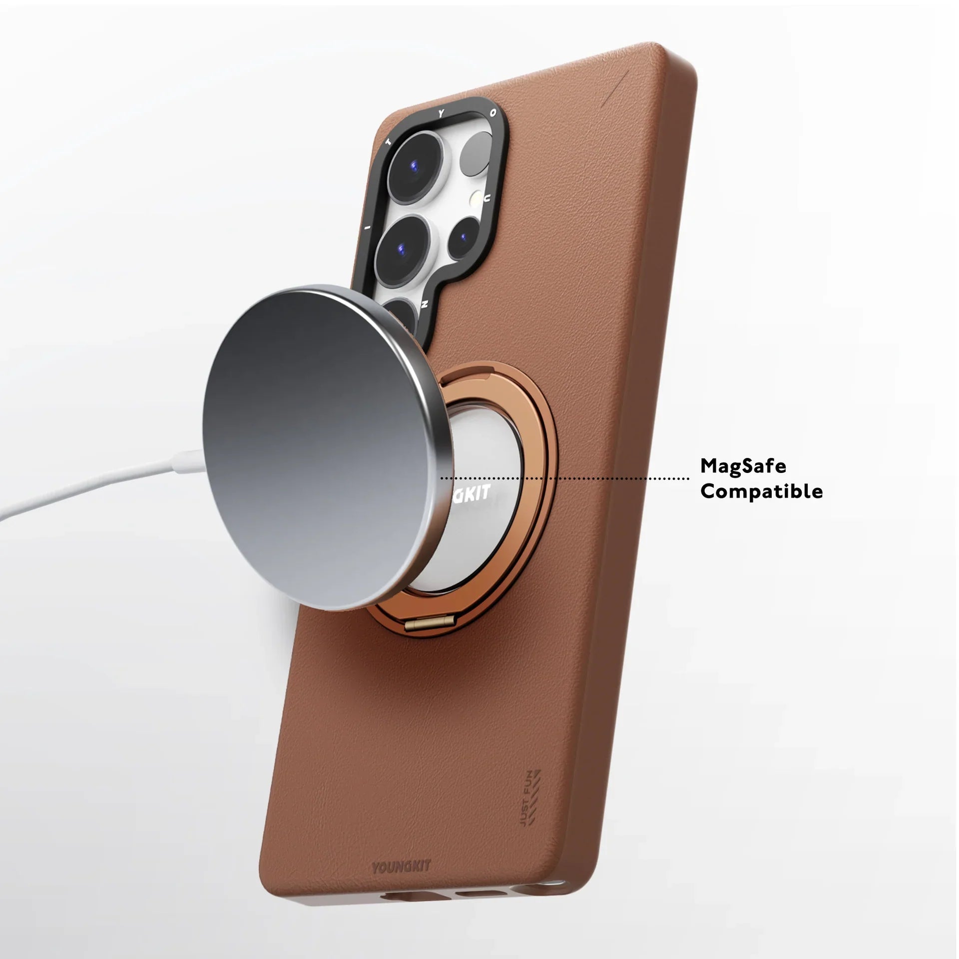 YOUNGKIT Matte Leather Case With Magnetic Stand - Samsung S25 Ultra