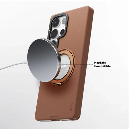 YOUNGKIT Matte Leather Case With Magnetic Stand - Samsung S25 Ultra