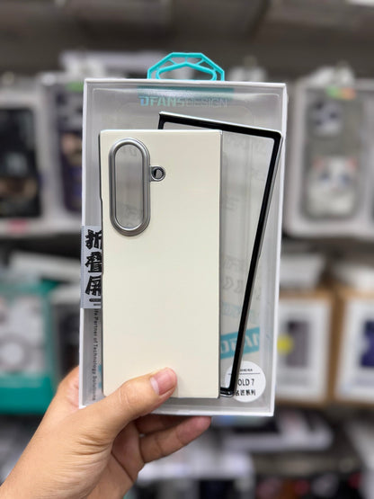 DFANS Pu Leather Chrome Plated Samsung Z Fold 7 Cover