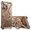 Sleek Z-Shaped Metal Case with 360° Rotating Ring Stand for iPhone 16 Pro
