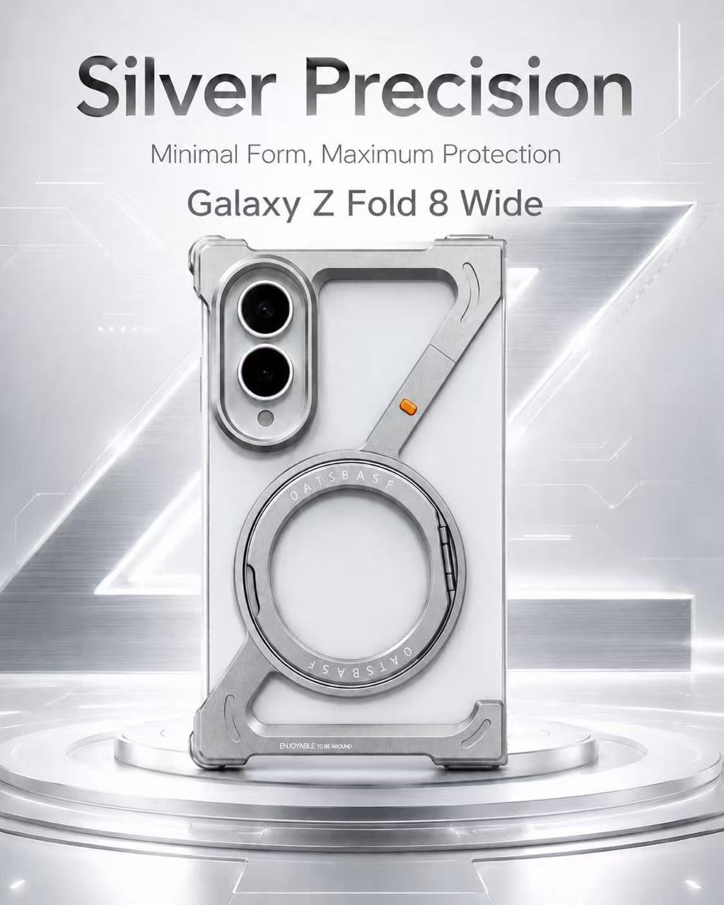 Sleek Z-Shaped Metal Samsung Fold 8 Cover with 360° Rotating Ring Stand